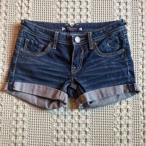 Vigoss Women's Rolled Cuff Denim Shorts - Dark Blue